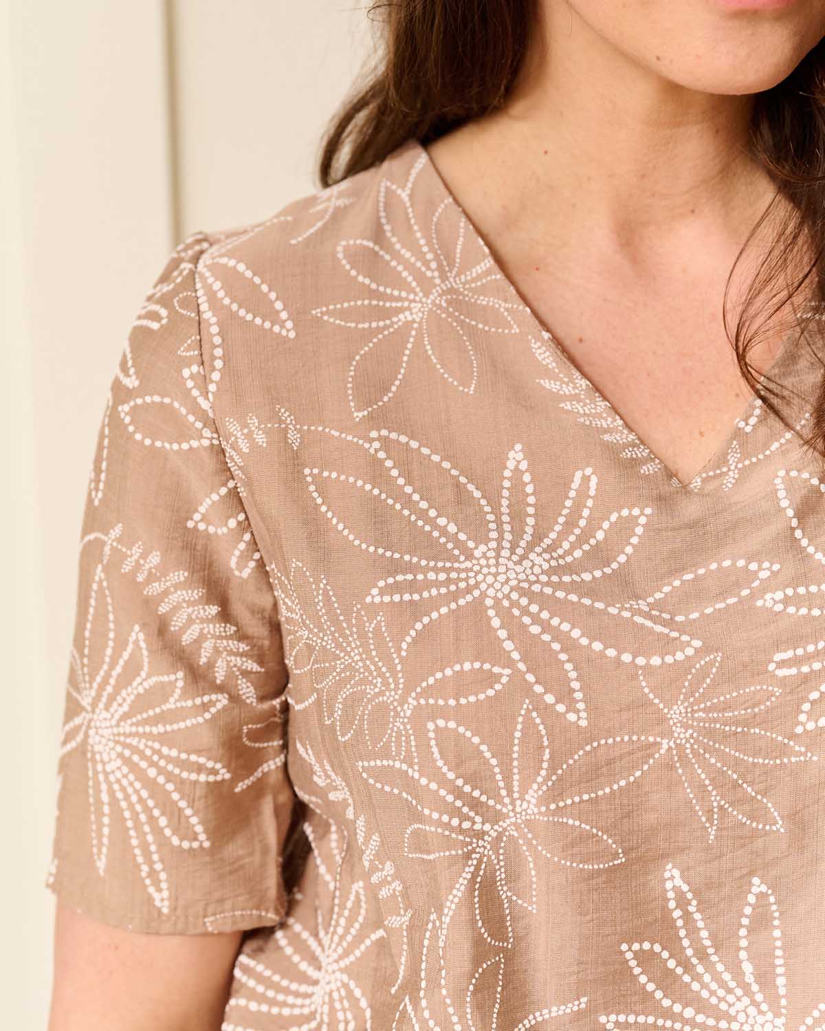 Blouson Vivi Camel bloemen dessin