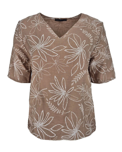 Blouson Vivi Camel bloemen dessin