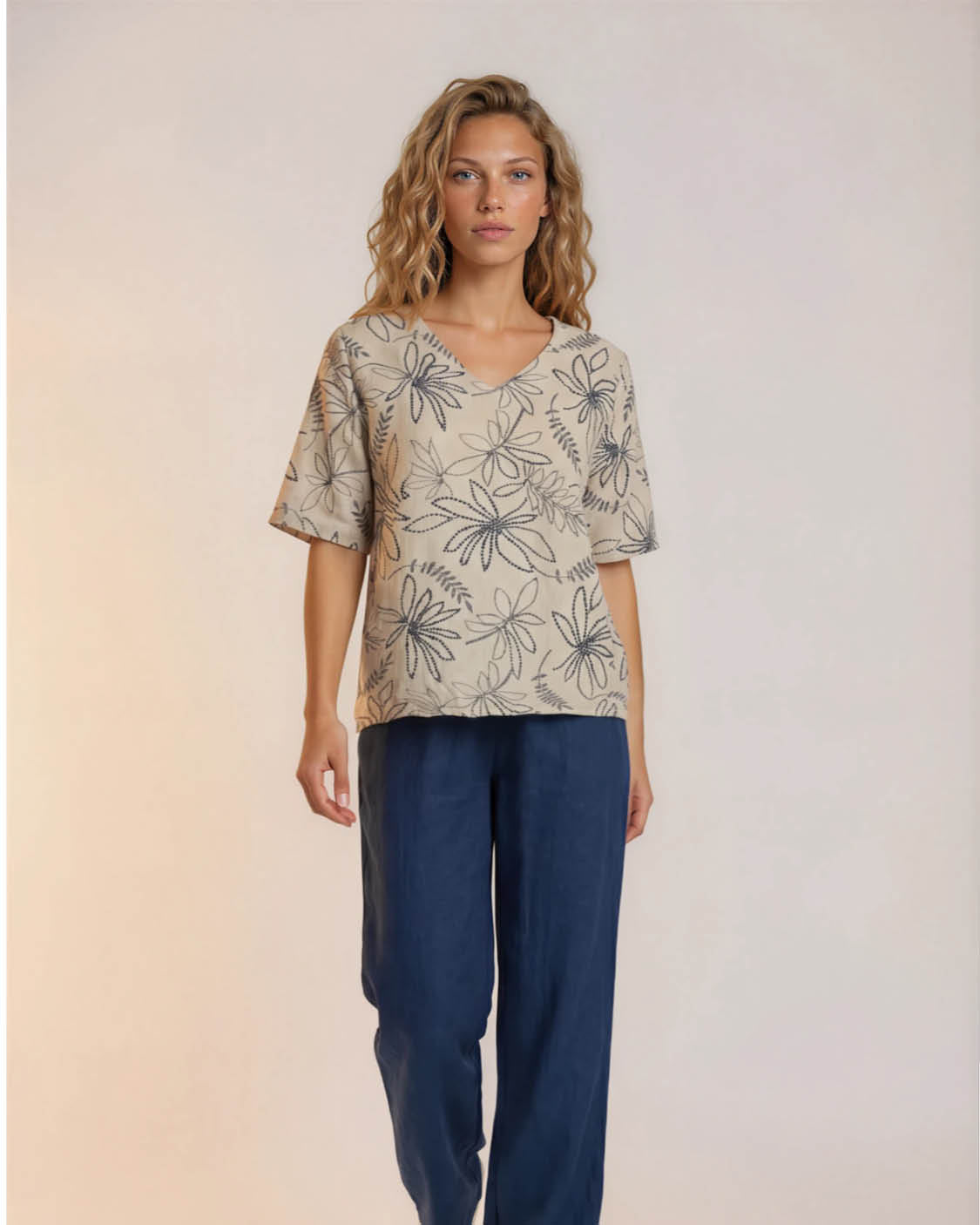 Blouson Vivi Beige bloemen dessin