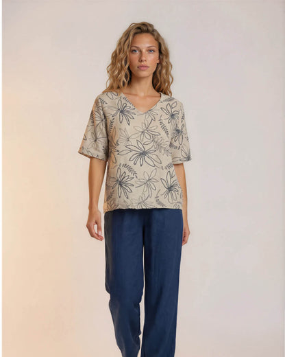 Blouson Vivi Beige bloemen dessin