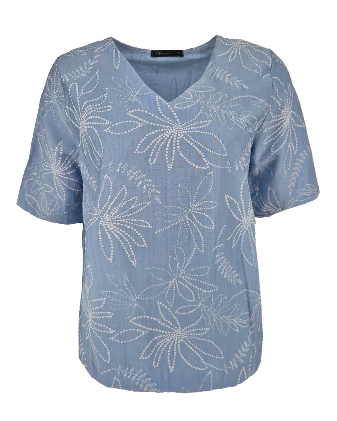 Top - Vivi Bloem stip puf | Licht-Blauw