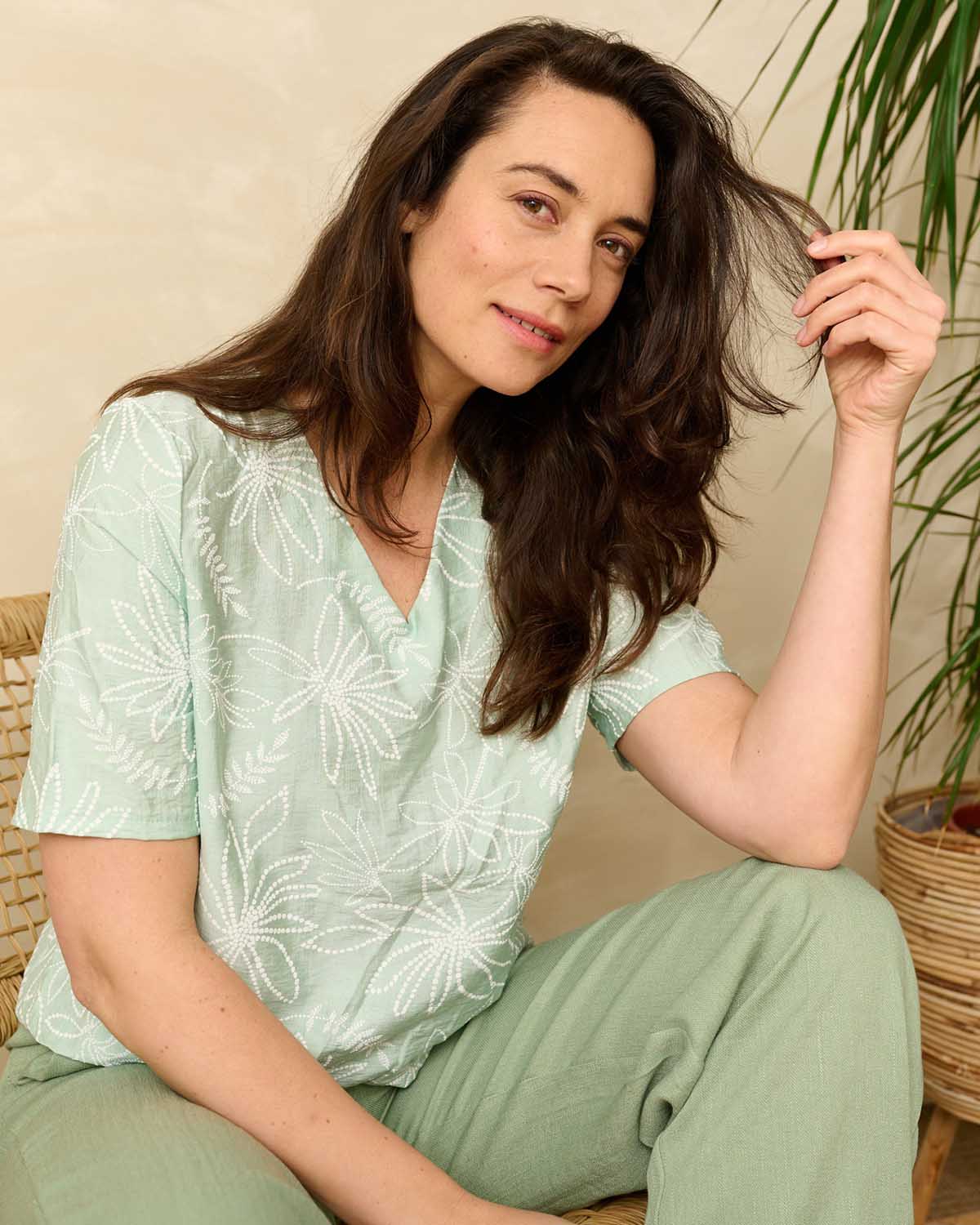 Blouson Vivi Reseda bloemen dessin