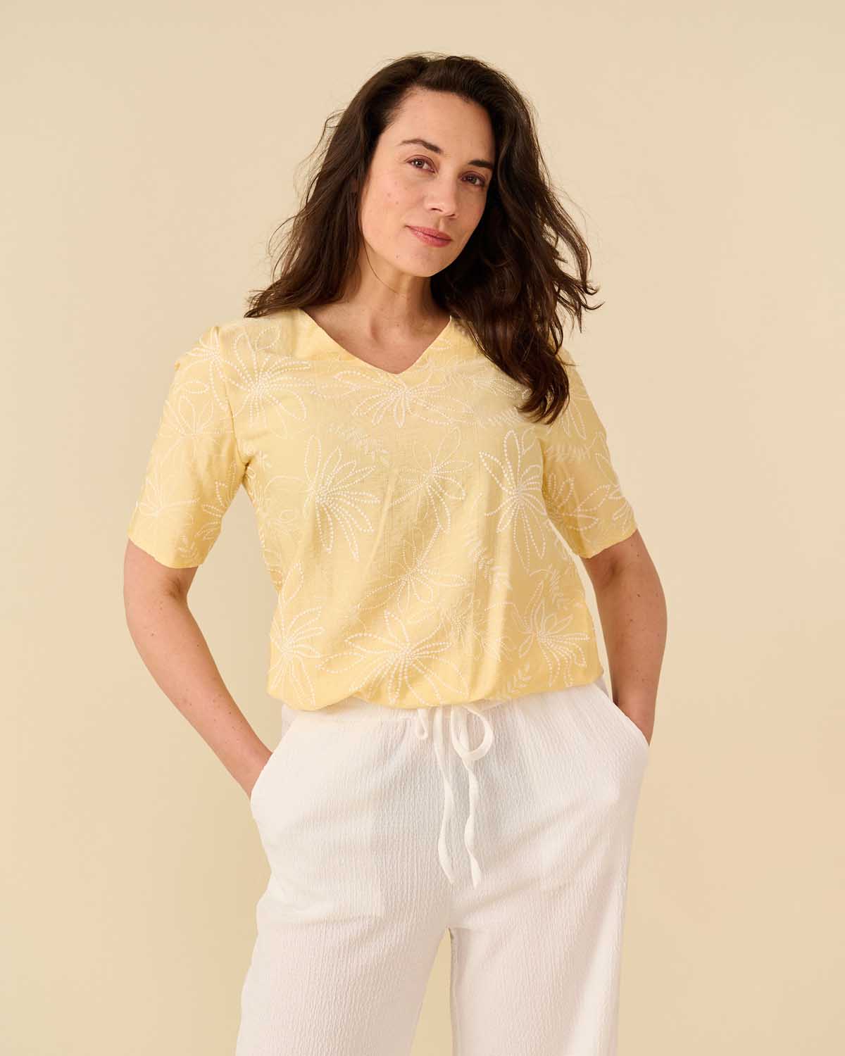 Blouson Vivi Geel bloemen dessin