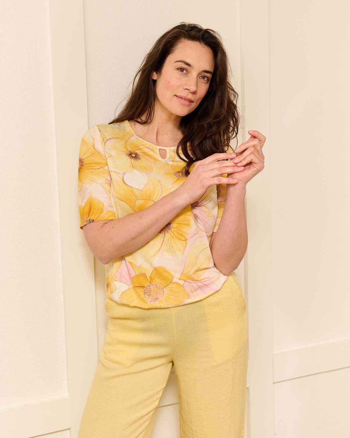 Blouson Mimi Geel bloemen dessin