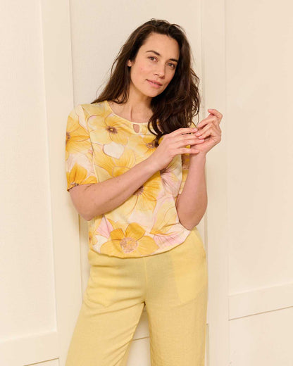 Blouson Mimi Geel bloemen dessin