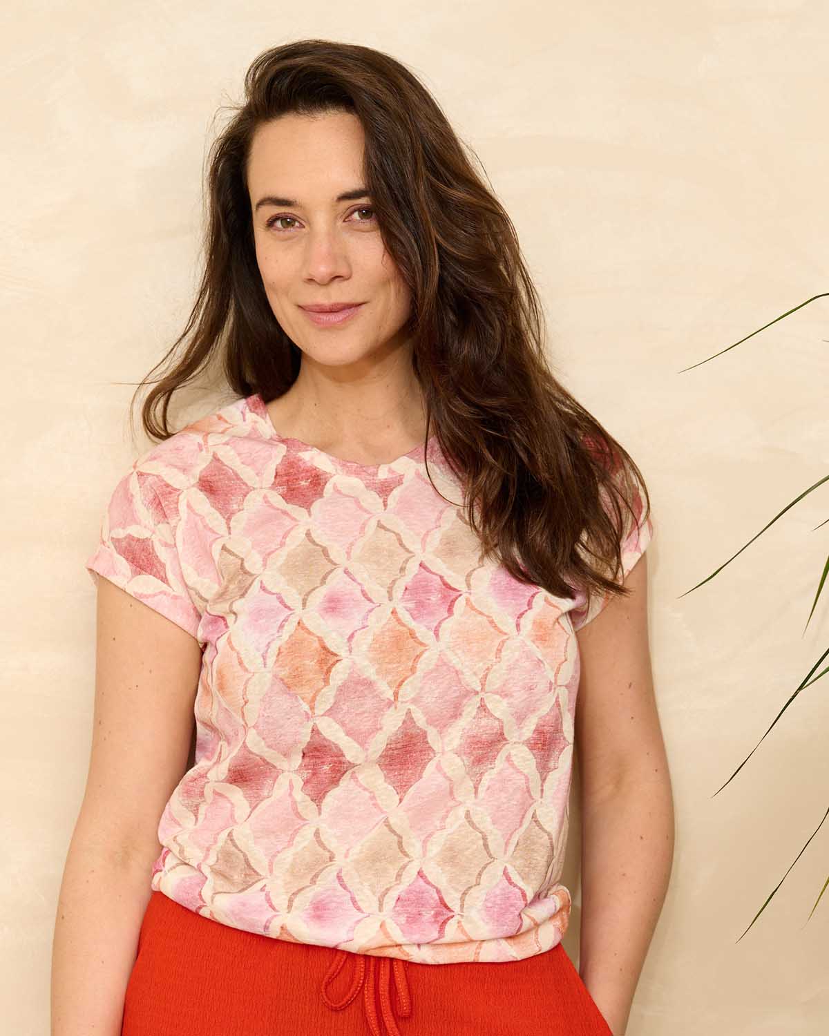 Top Tienus Fuchsia grafisch dessin