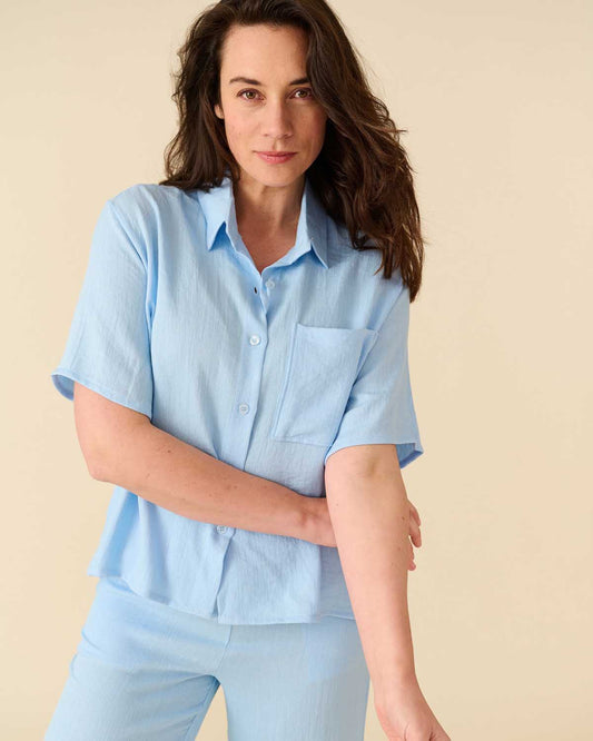 Blouse - Merel Uni | Licht-Blauw
