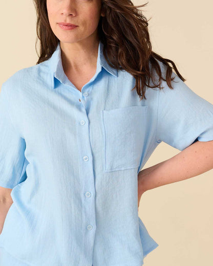 Blouse - Merel Uni | Licht-Blauw