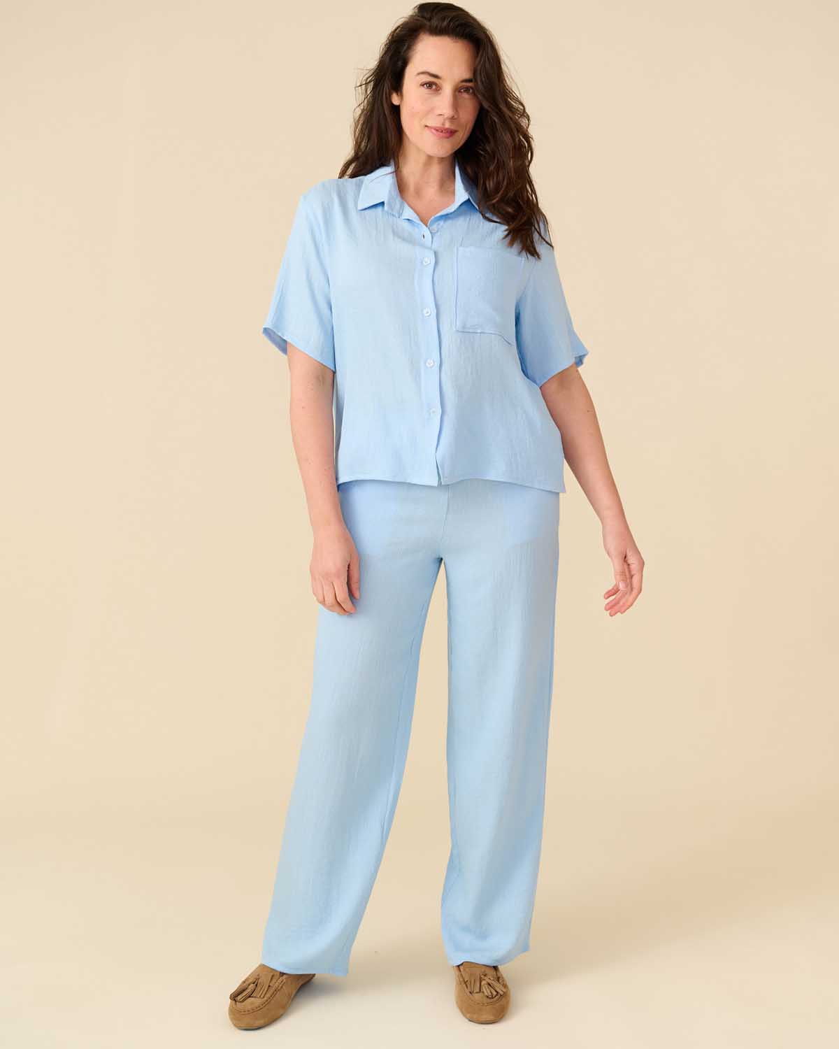 Blouse - Merel Uni | Licht-Blauw