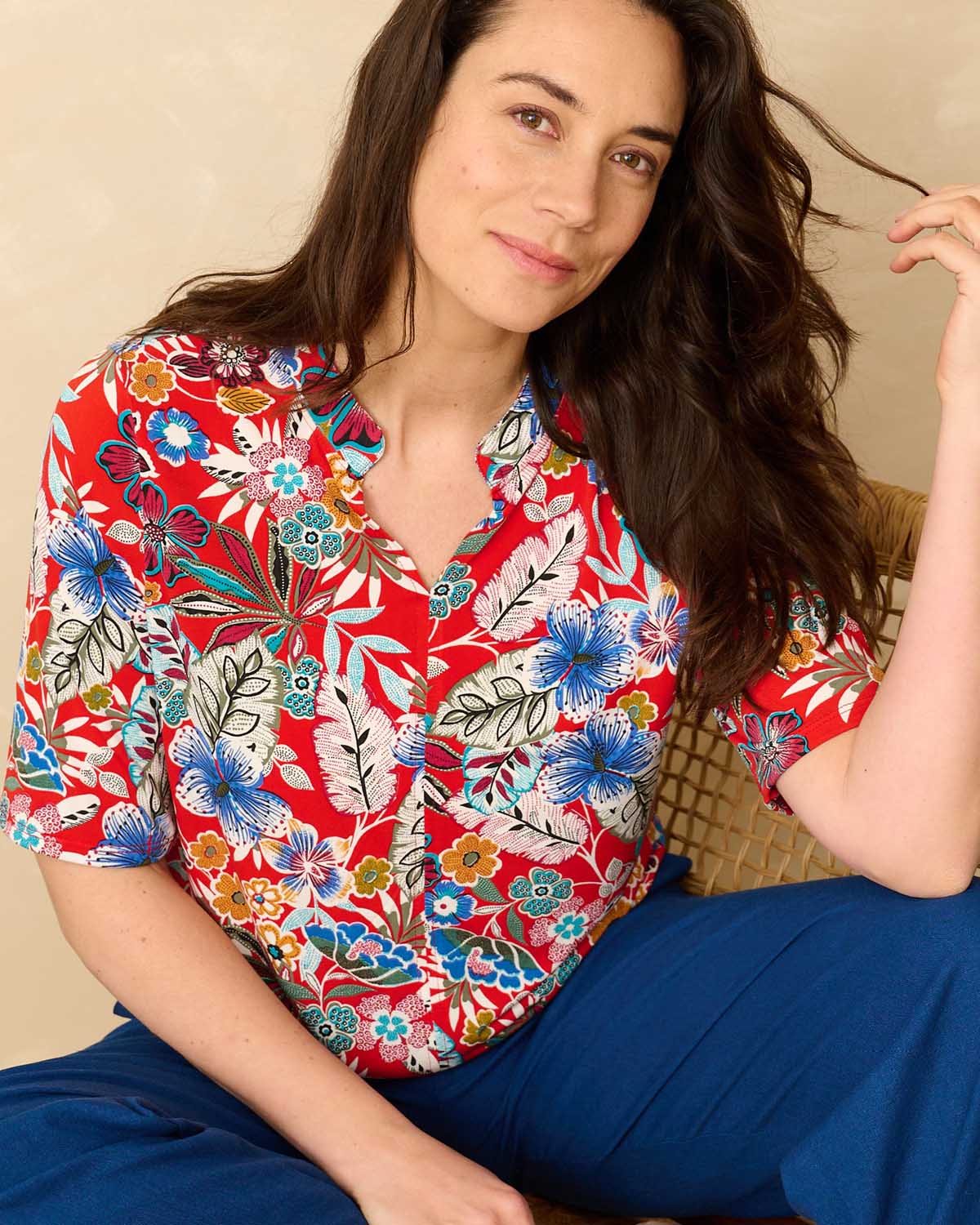 Blouson Doortje rood bloemen Easy Travel