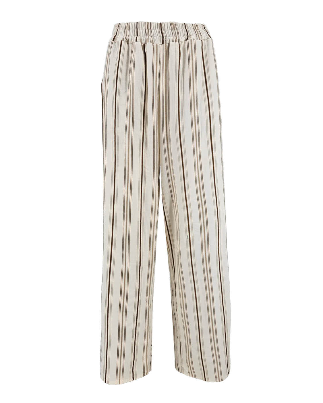 Wijde broek Fieke beige bruin streep
