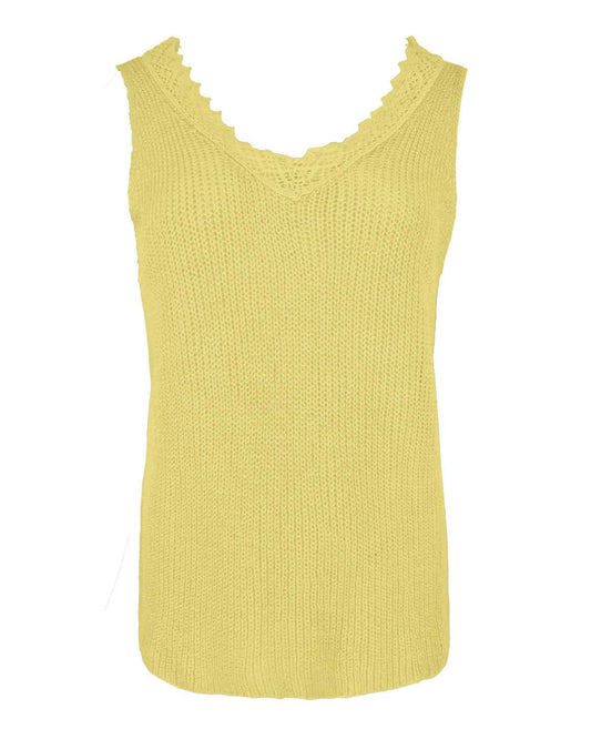 Singlet Henna met kantGeel met V-hals dames