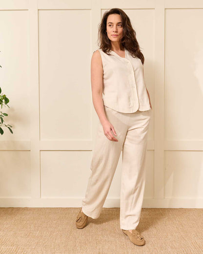 Broek - Fieke Uni Linnen | Beige