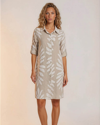 Zomerjurk Lina beige grafisch dessin