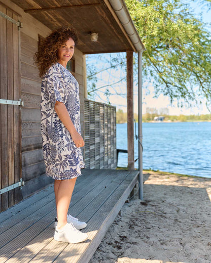 Zomerjurk Linde navy tropisch fruit dessin