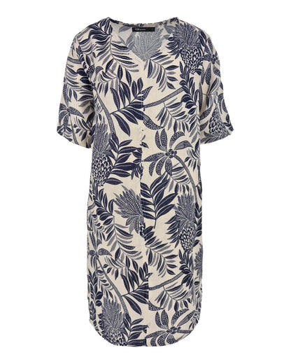 Zomerjurk Linde navy tropisch fruit dessin