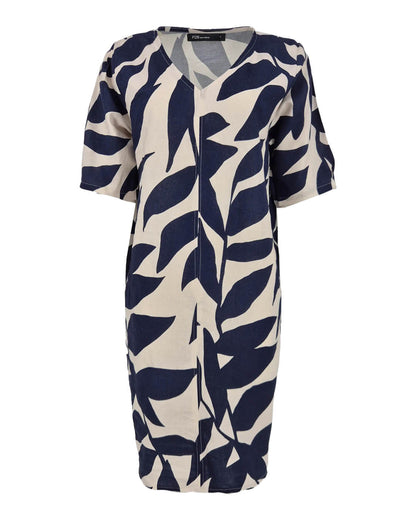 Zomerjurk Linde navy blad dessin
