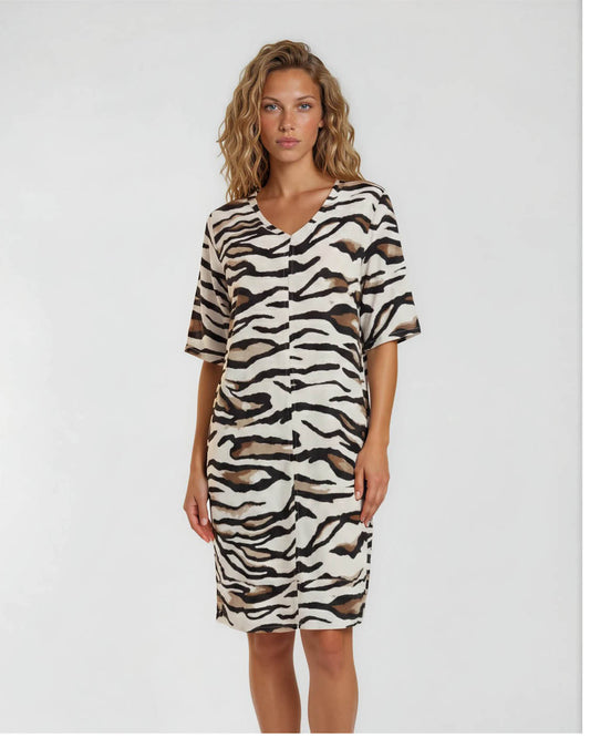 Zomerjurk Linde beige animal dessin