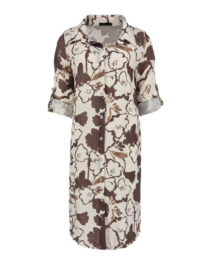 Zomerjurk Lina bruin bloemen dessin