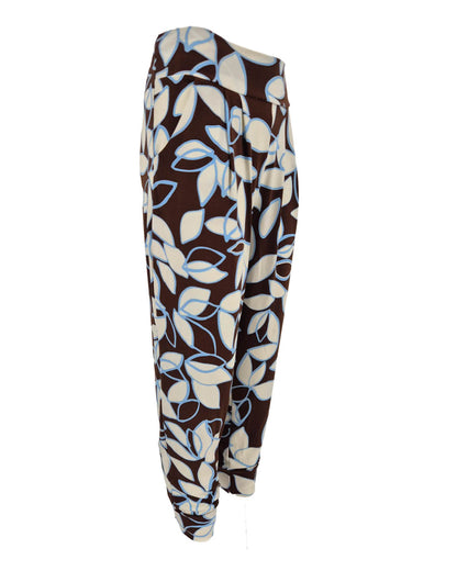 Travel broek Lira bruin bloemen dessin