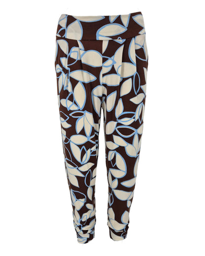Travel broek Lira bruin bloemen dessin