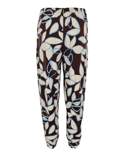 Travel broek Lira bruin bloemen dessin