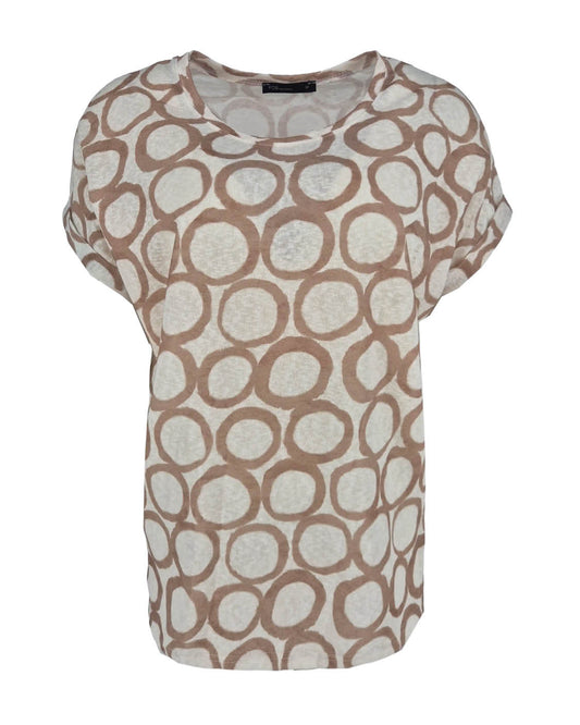 Top Tienus beige grafisch dessin