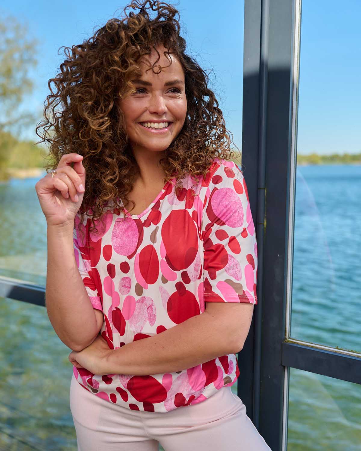 Blouson Vivi grafisch fuchsia dessin