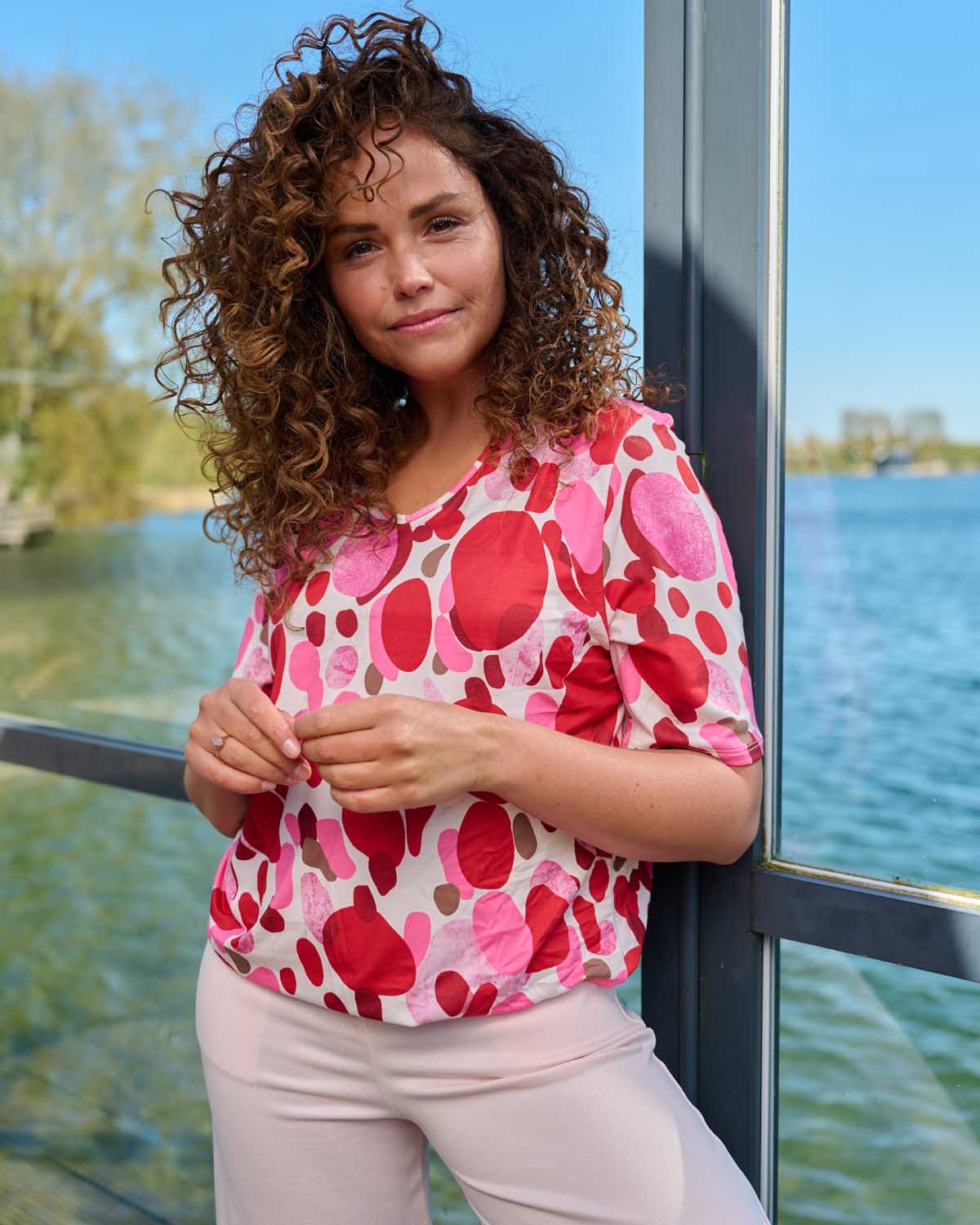 Blouson Vivi grafisch fuchsia dessin