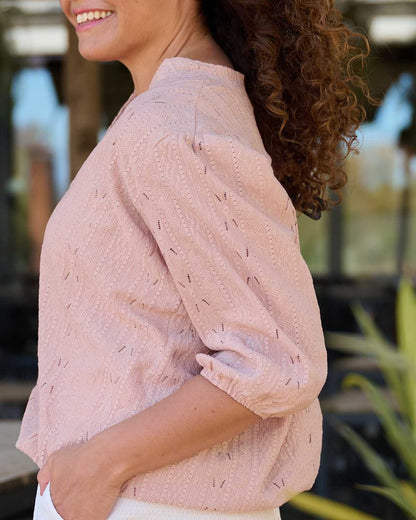 Blouson Kiki oud-roze broderie stretch
