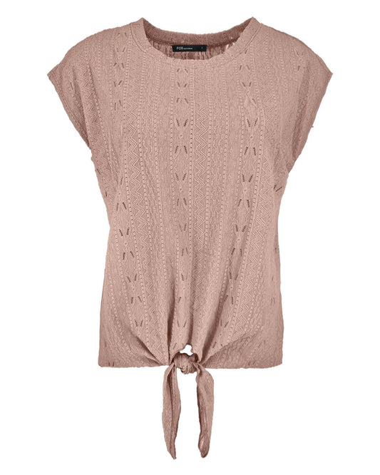 Top Ada oud-roze broderie stretch dessin