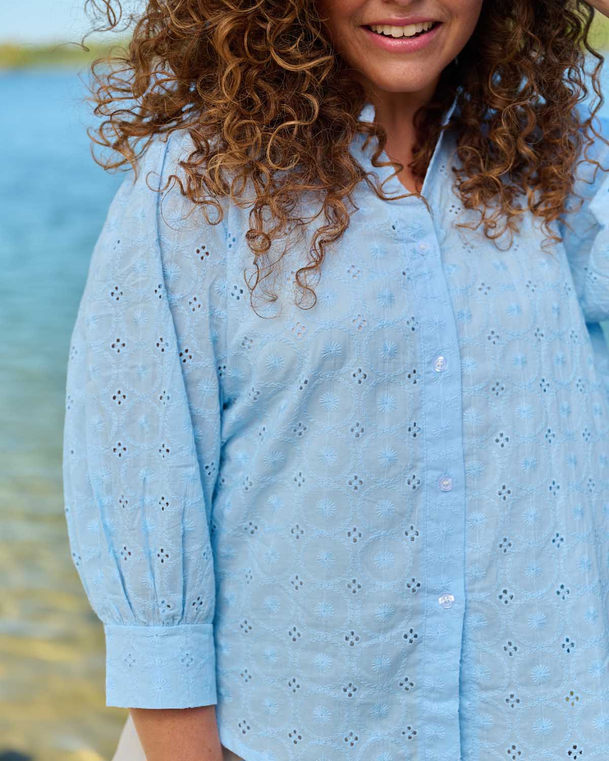 Blouse - Boho Broderie circel | Licht-Blauw