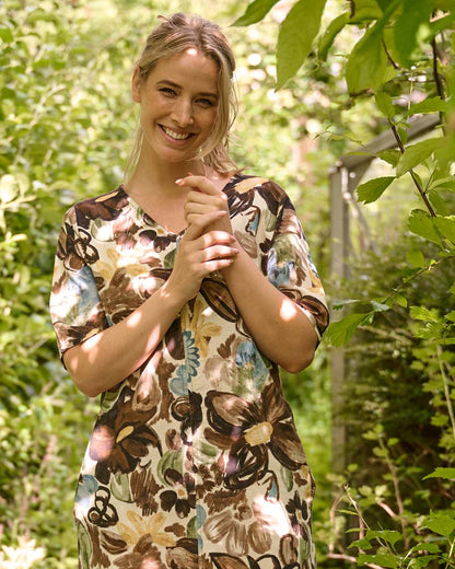 Jurk - Linde Bloemen Aquarel | Bruin