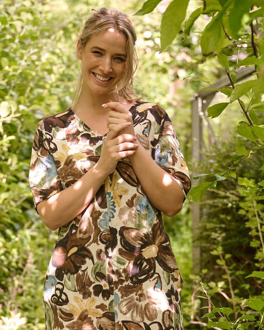 Jurk - Linde Bloemen Aquarel | Bruin