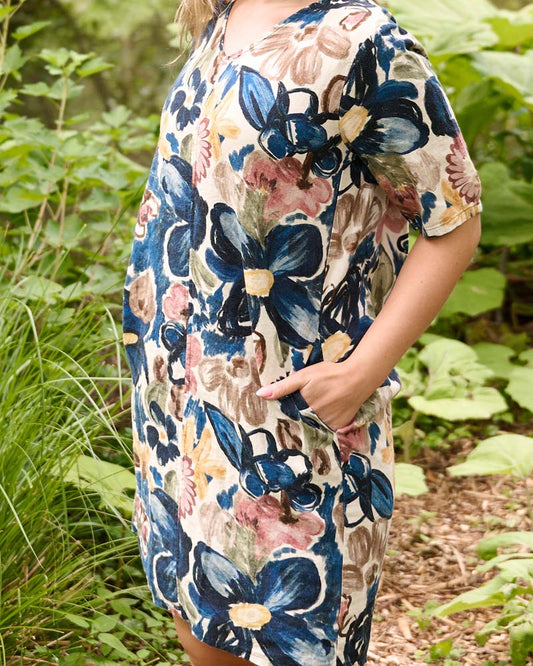 Jurk - Linde Bloemen Aquarel | Navy