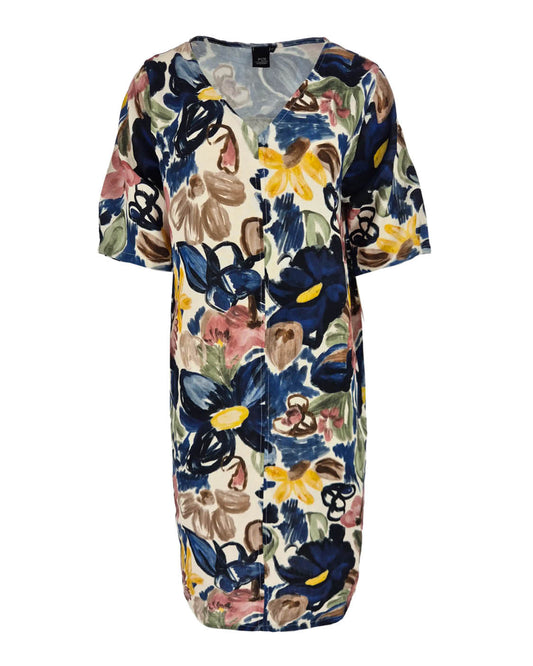 Jurk - Linde Bloemen Aquarel | Navy