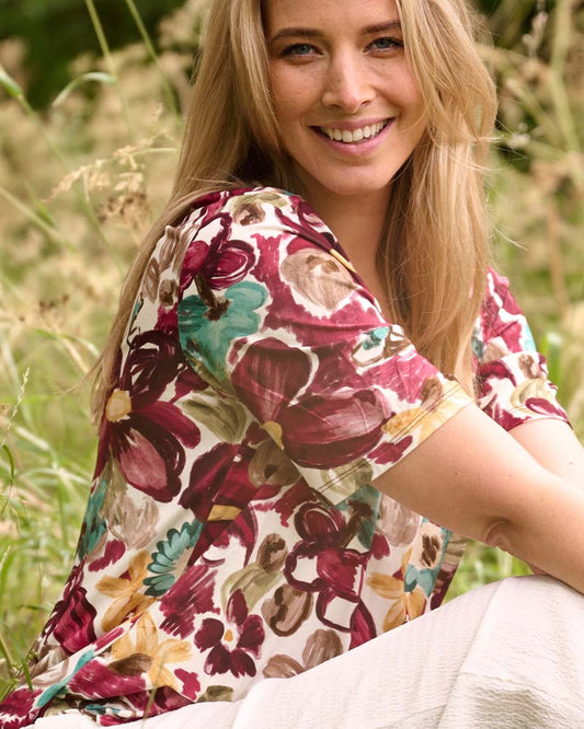 Top - Vivi Bloemen Aquarel | Plum