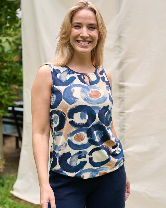 Top - Mimi-z Circle dot | Navy