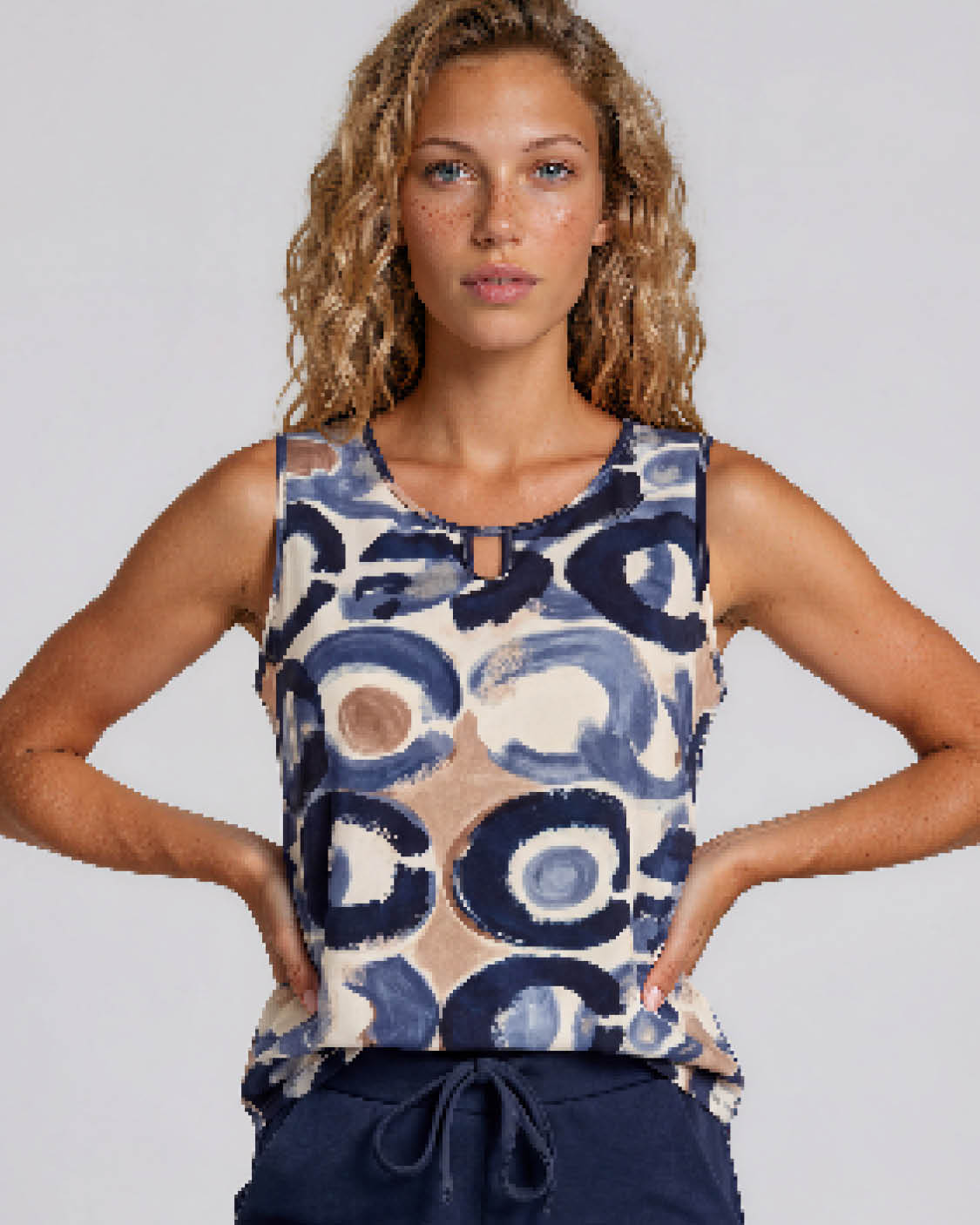Top - Mimi-z Circle dot | Navy