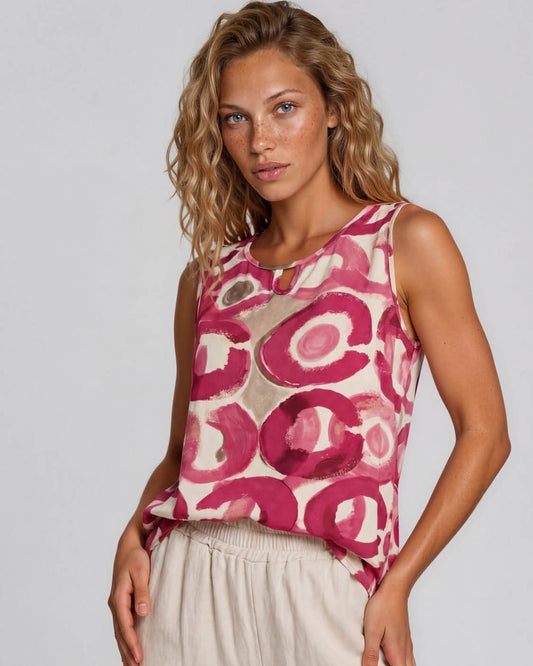 Top - Mimi-z Circle dot | Fuchsia