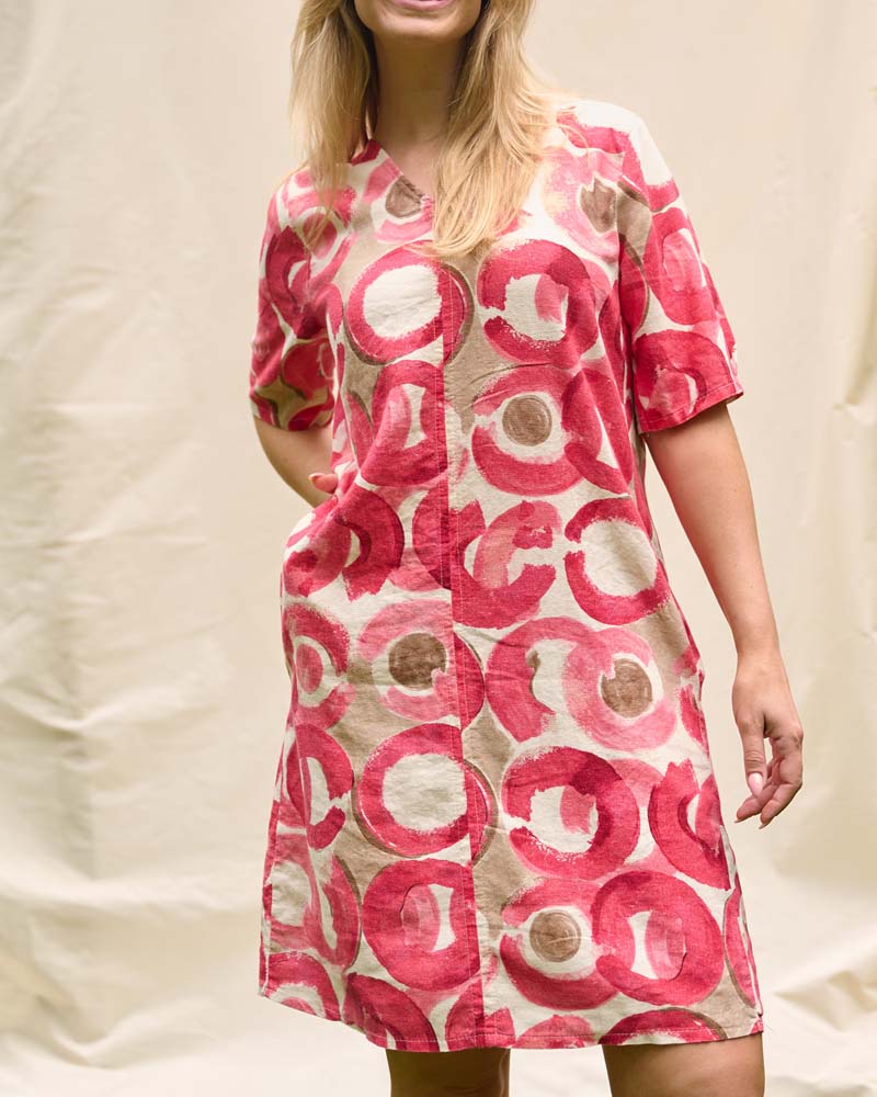 Jurk - Linde Circle dot | Fuchsia