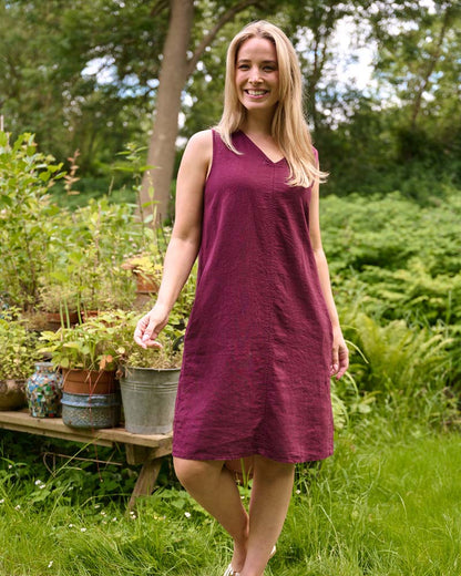 Jurk - Linde-Z Uni Linnen | Plum