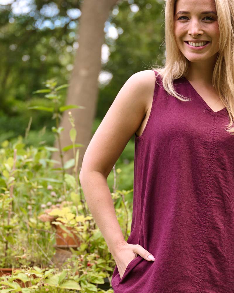 Jurk - Linde-Z Uni Linnen | Plum