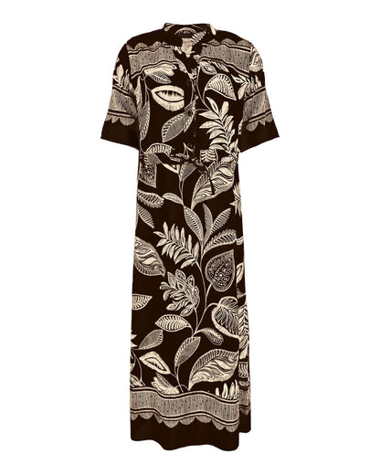 Jurk - Lalia Blad rand | Bruin