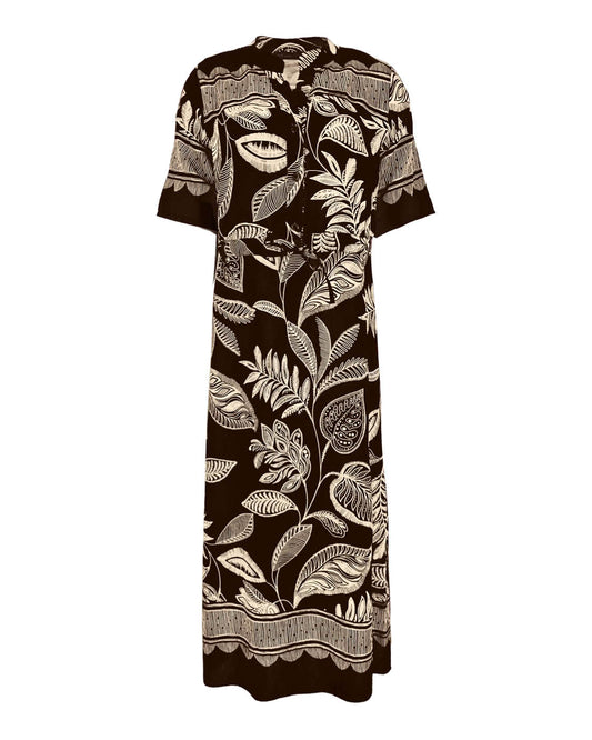 Jurk - Lalia Blad rand | Bruin