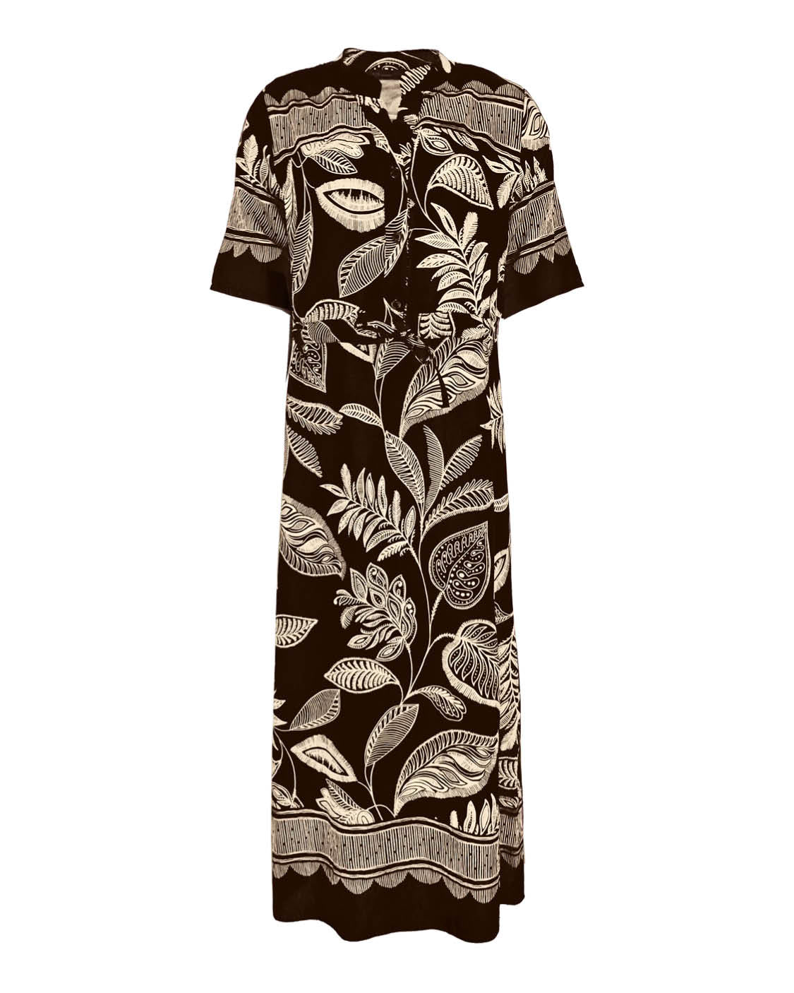 Jurk - Lalia Blad rand | Bruin