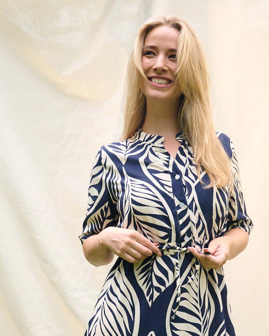 Jurk - Lalia Blad stamp | Navy