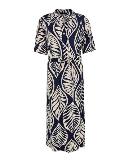 Jurk - Lalia Blad stamp | Navy