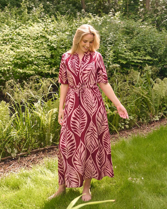 Jurk - Lalia Blad stamp | Plum