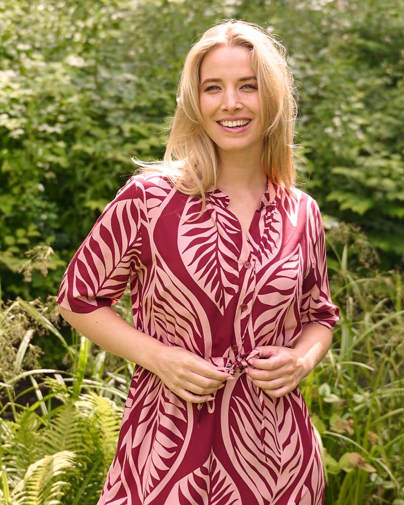 Jurk - Lalia Blad stamp | Plum